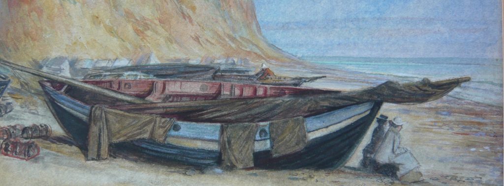 paper conservator watercolour Herbert Cole boats