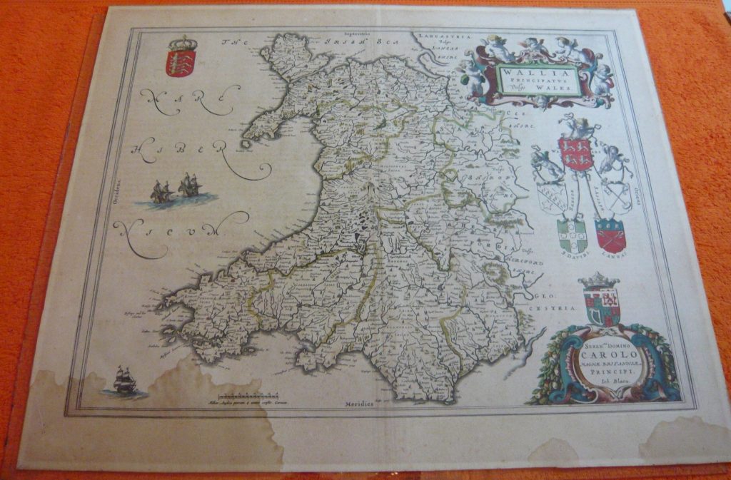 Photo of a map with water stains along the lower edge